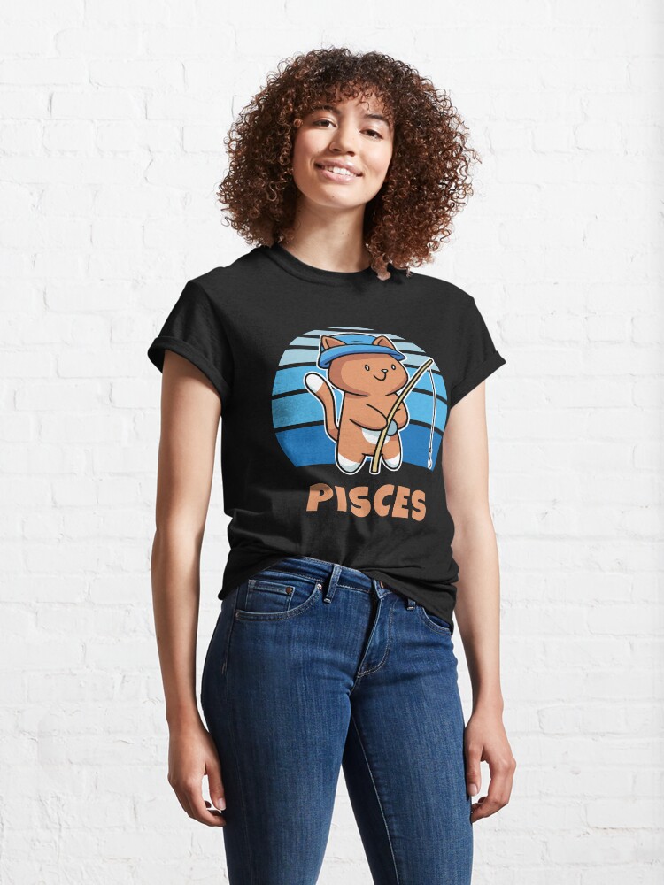 Alternate view of Zodiac Sign Pisces Cute Cat Kawaii Classic T-Shirt
