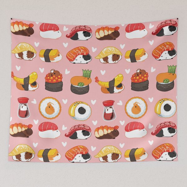 Item preview, Love Guinea Pig Sushi - Pink Background designed and sold by Lulupainting.