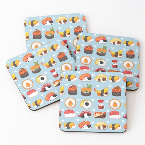 Item preview, Love Guinea Pig Sushi - Blue Background designed and sold by Lulupainting.