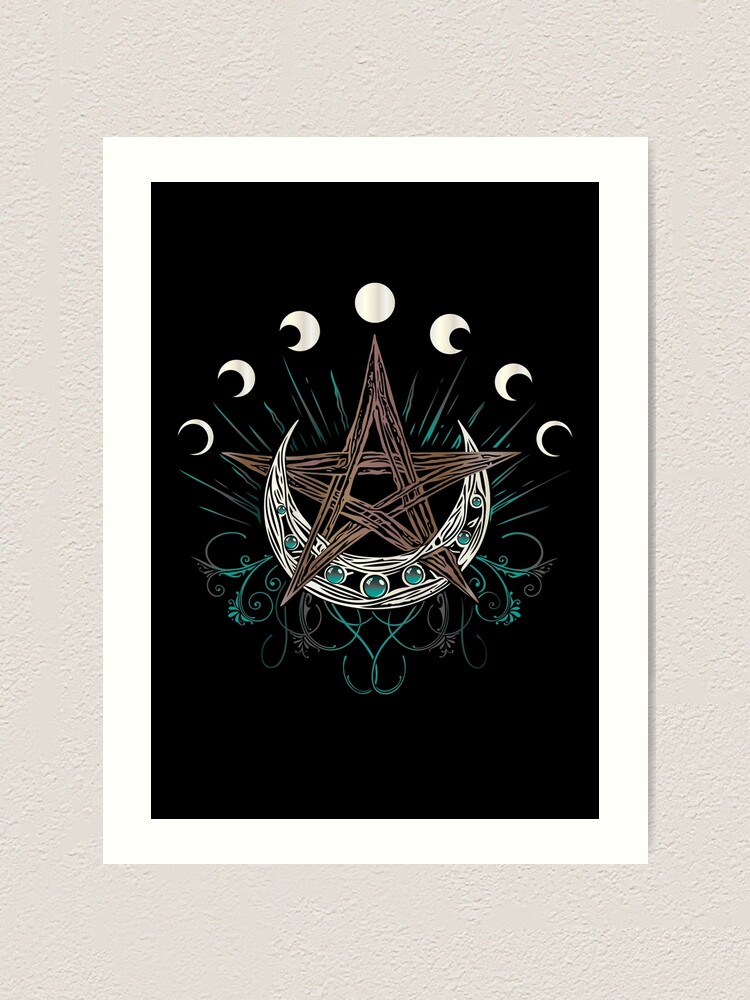 Mystical Moon Phases And Wicca Pentacle. Sacred Geometry. Logo - View #6