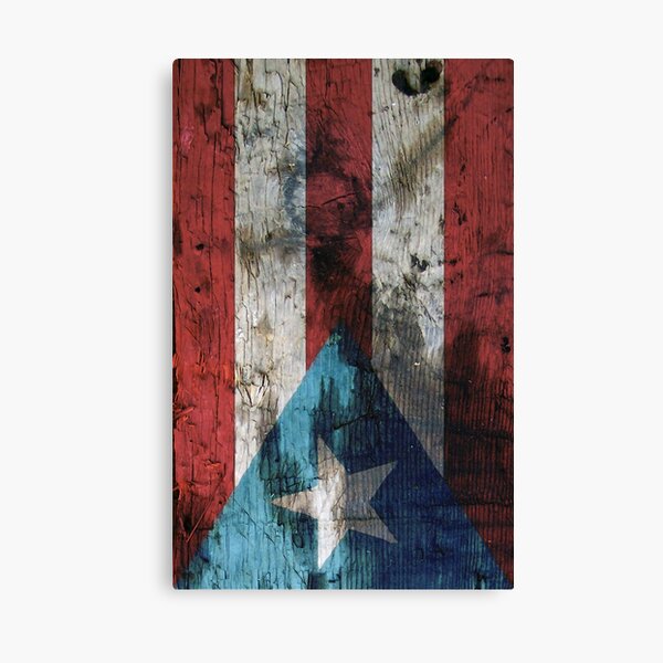 Puerto Rico Flag in Rustic Wood Canvas Print