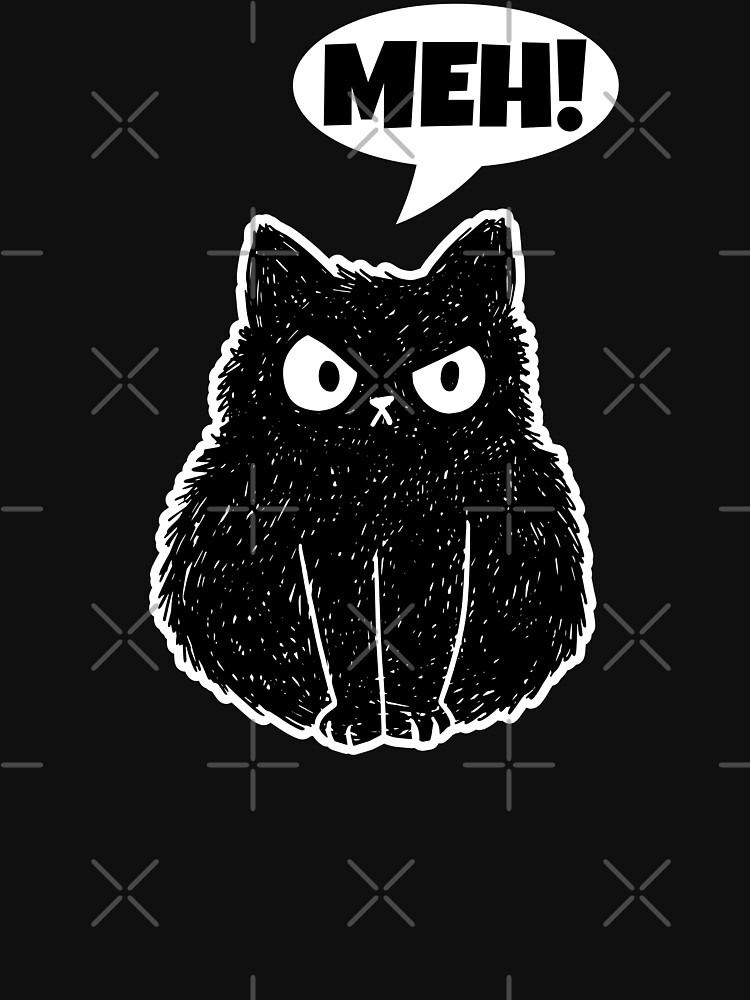 Thumbnail 7 of 7, Classic T-Shirt, Very Angry Black Cat In A Grumpy Mood Says Meh! designed and sold by brandoseven.