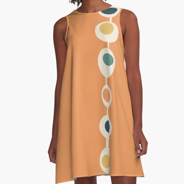 Orange Retro Mid Century Baubles A-Line Dress