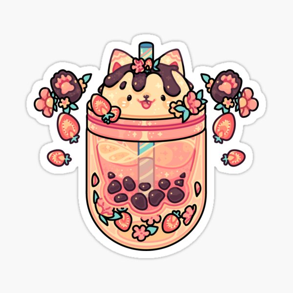 Boba Cat Stickers for Sale