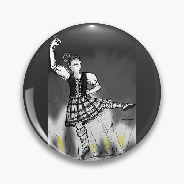 Item preview, Highland dancer on stage, in motion, black and white, drawing, graphic, illustration  designed and sold by Izzy83.