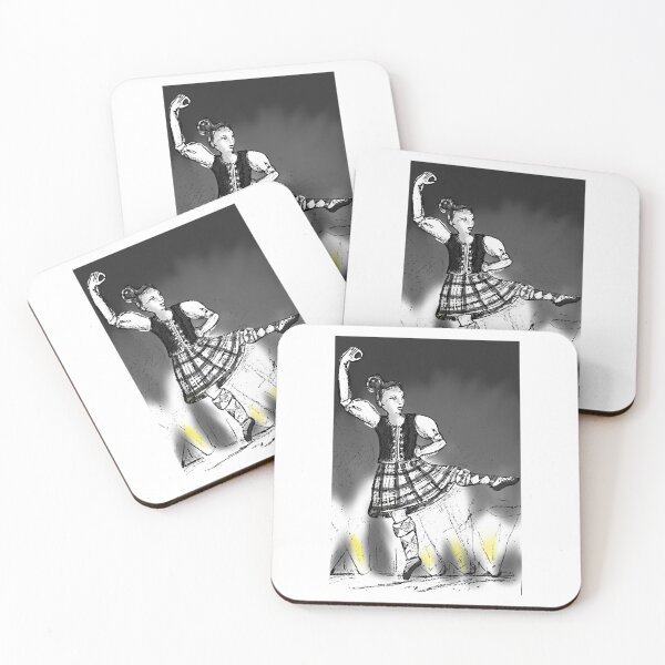 Item preview, Highland dancer on stage, in motion, black and white, drawing, graphic, illustration  designed and sold by Izzy83.