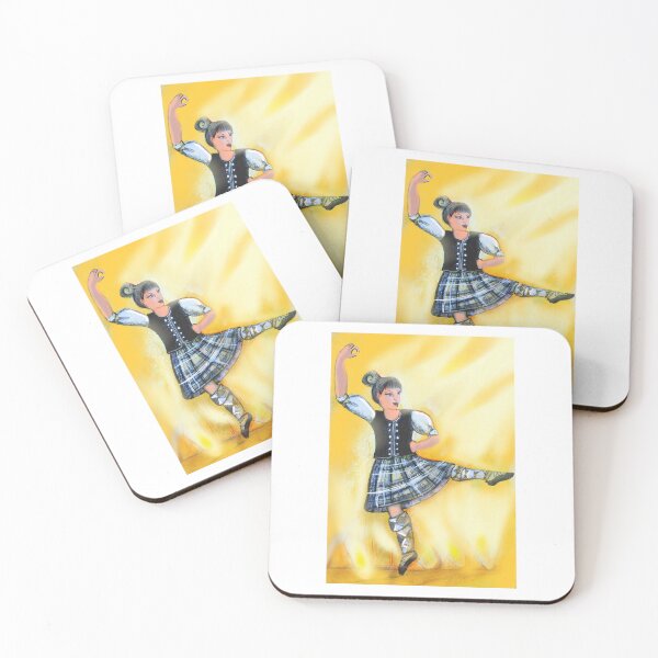 Item preview, Highland dancer,yellow back lighting on stage, in motion, black and white, drawing, graphic, illustration  designed and sold by Izzy83.