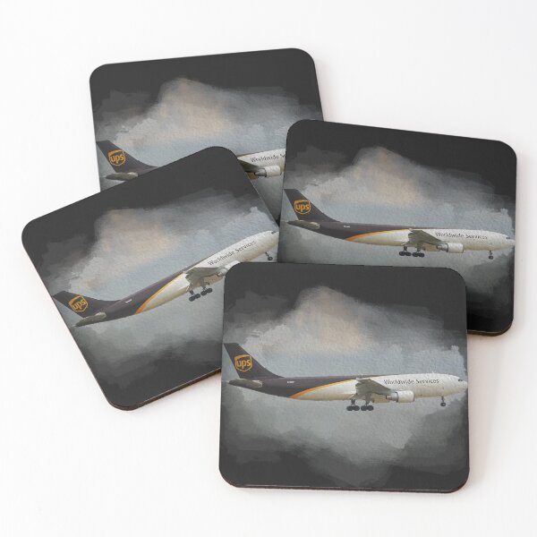 Item preview, watercolor Airbus A300 black background designed and sold by FDbubble1986.