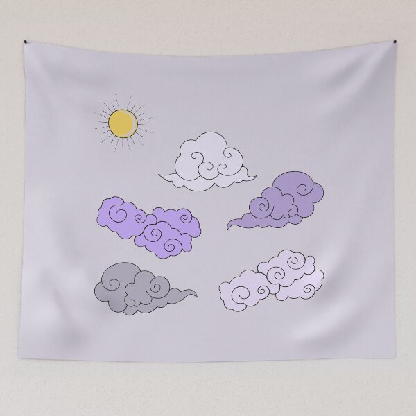 Item preview, Purple Retro Vintage Clouds with sun  designed and sold by reannyn.