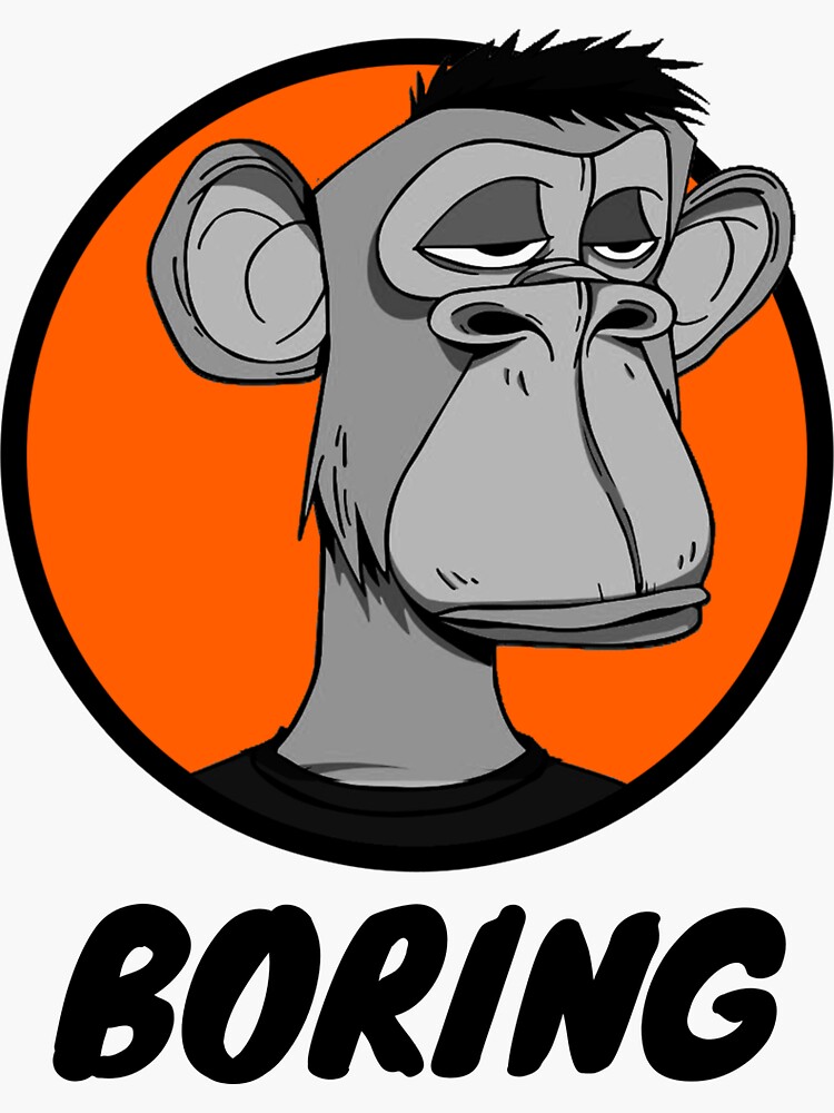"funny boring monkey,NFT" Sticker by kawax Redbubble