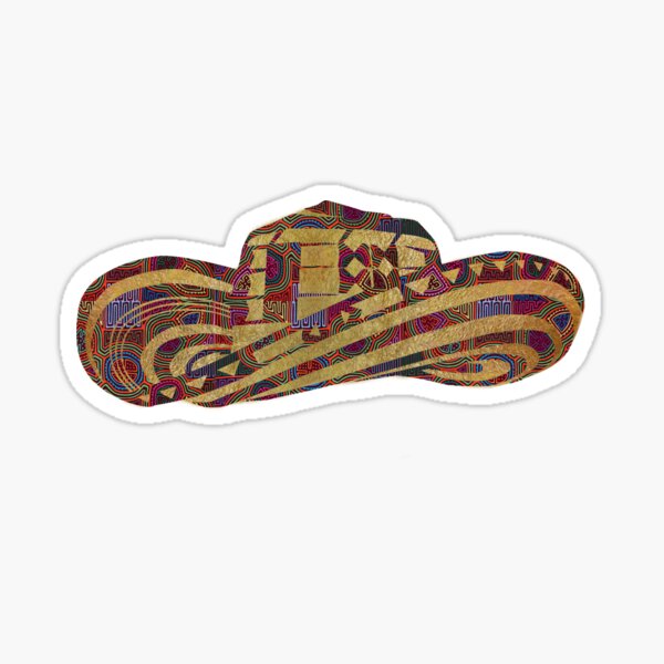 Colombian Sombrero Vueltiao in Gold Leaf and Black Ink Sticker by