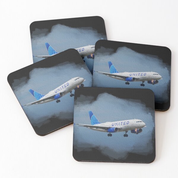 Item preview, watercolor airbus A319 black background designed and sold by FDbubble1986.