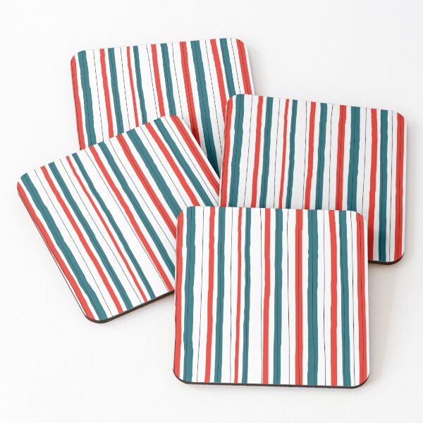 Item preview, Red and blue Hand drawn Vertical Stripes  designed and sold by The-Meraki-Man.