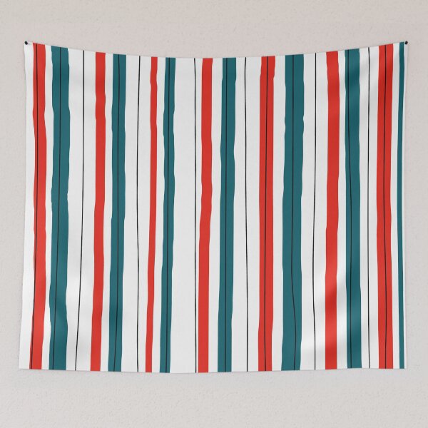 Item preview, Red and blue Hand drawn Vertical Stripes  designed and sold by The-Meraki-Man.