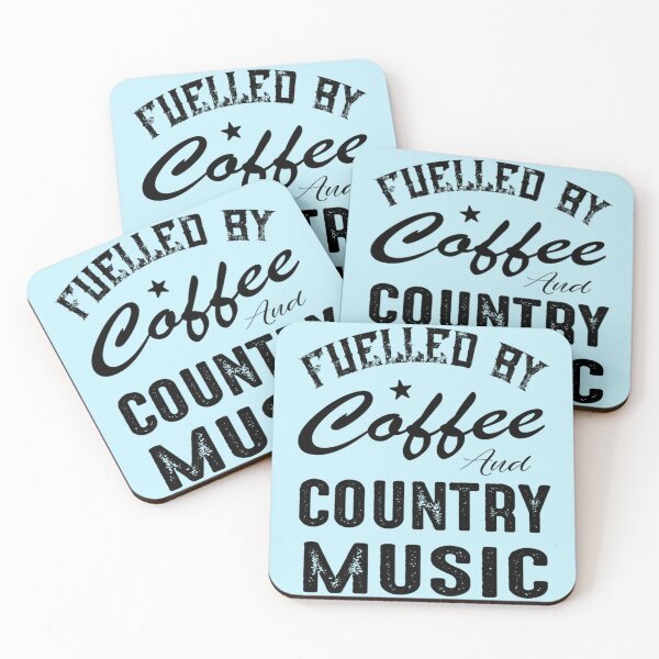 Item preview, fuelled by coffee and country music, Cool Coffee and Music design, coffee lovers gift designed and sold by Theodore-Au.