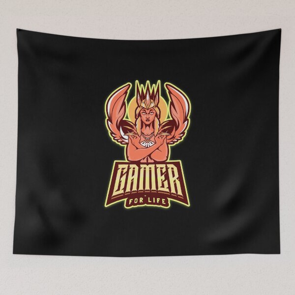 Item preview, Gamer for Life with Winged Female Warrior designed and sold by PRIVARSHU.
