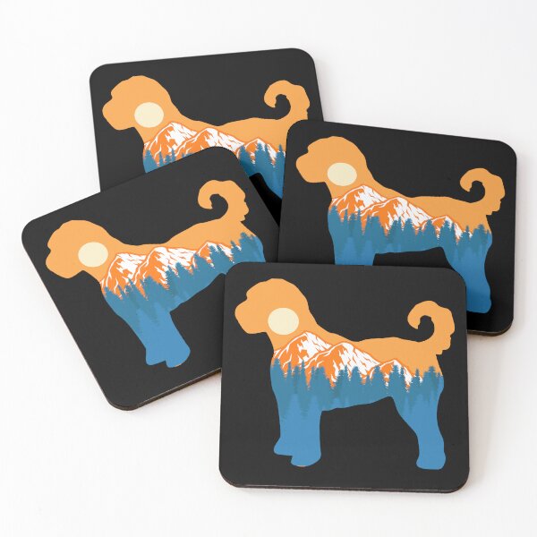 Item preview, goldendoodle Dog Silhouette Sunset Nature Mountain Gift designed and sold by alaechamlal.