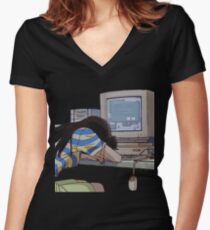 Camiseta entallada de cuello en V Esperando