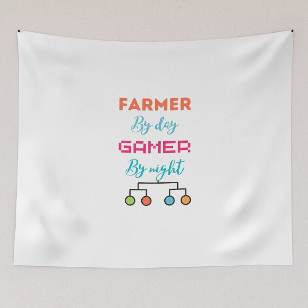 Item preview, funny gaming quote,Farmers by day Gamers by night,Farming and gaming designed and sold by behappysiempre.