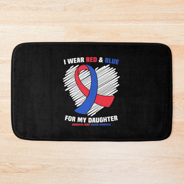 Aperçu de l'œuvre Je porte du rouge et du bleu pour ma fille CHD Awareness Sweat à capuche épais créée et vendue par digbyfms.