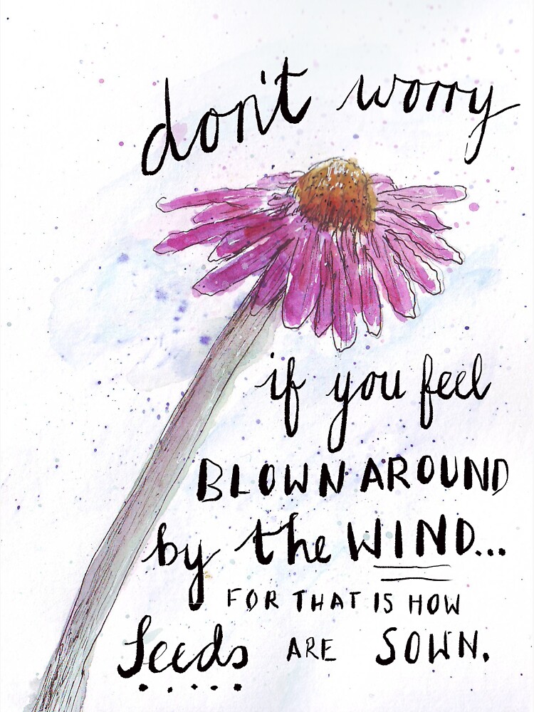 Thumbnail 3 of 3, Sticker, Echinacea Inspiring Words/Idea: How Seeds Are Sown... designed and sold by ClareWalkerArt.