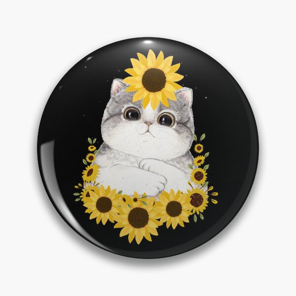 Item preview, cute cat with sunflower designed and sold by ni3ma.