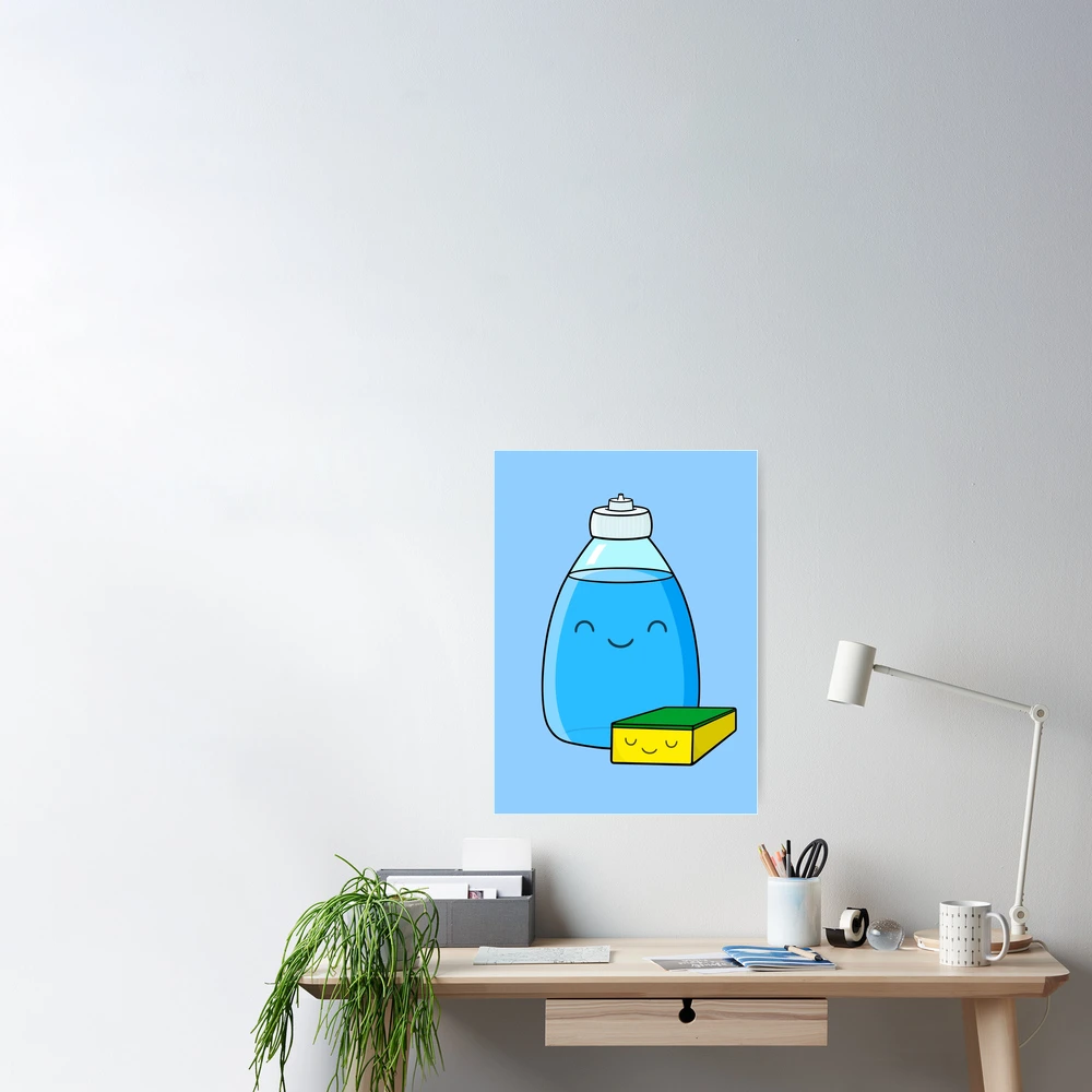 Cute Dish Soap and Sponge Art Board Print for Sale by Sam Spencer