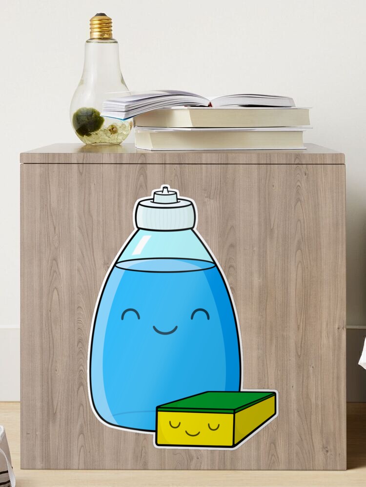 Cute Dish Soap and Sponge Sticker for Sale by Sam Spencer