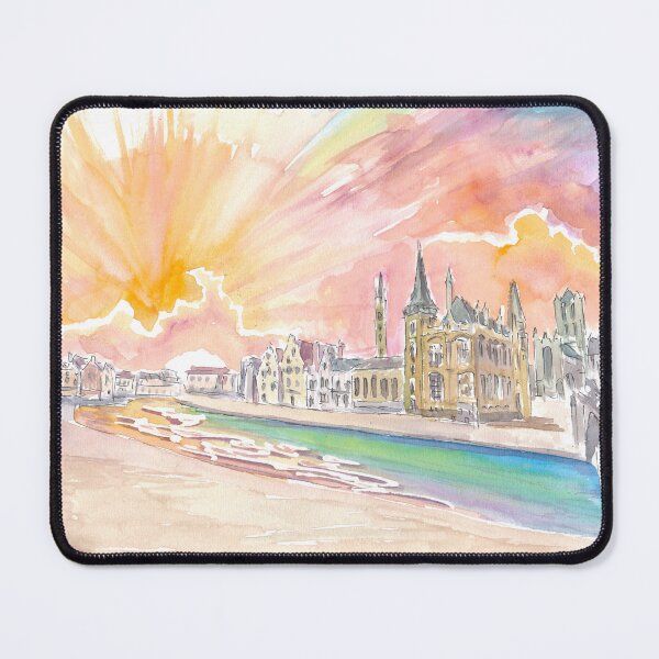 Item preview, Ghent Belgium Historic City Center with Sunset designed and sold by artshop77.