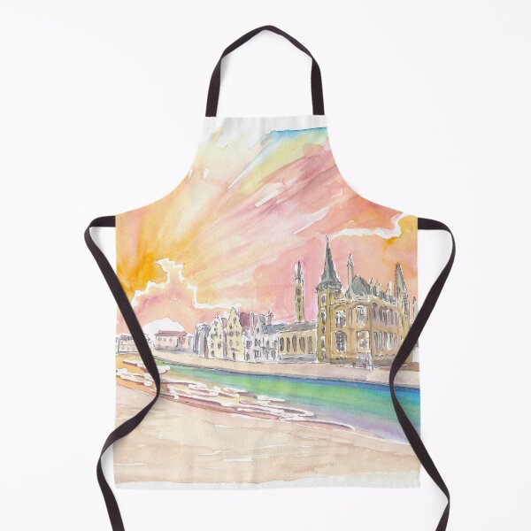 Item preview, Ghent Belgium Historic City Center with Sunset designed and sold by artshop77.