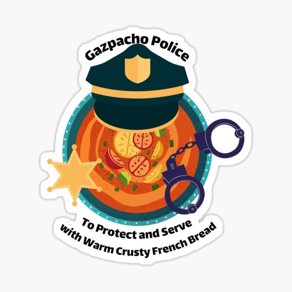 Vista previa del artículo con la obra «Policía de gazpacho», diseñado y vendido por CheekyGrace.
