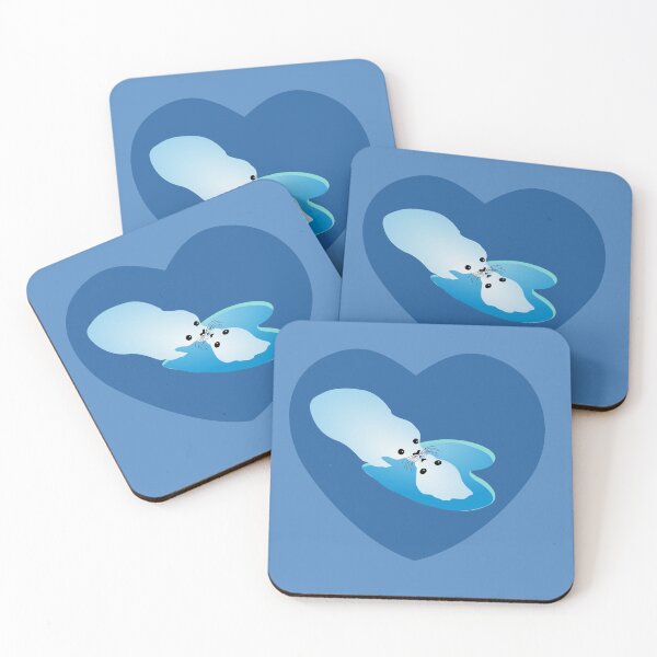 Item preview, seal kissing seal blue heart designed and sold by MiraNomegusta.