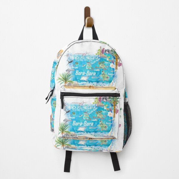Item preview, Bora Bora Islands French Polynesia Illustrated Travel Map with Touristic Highlights designed and sold by artshop77.