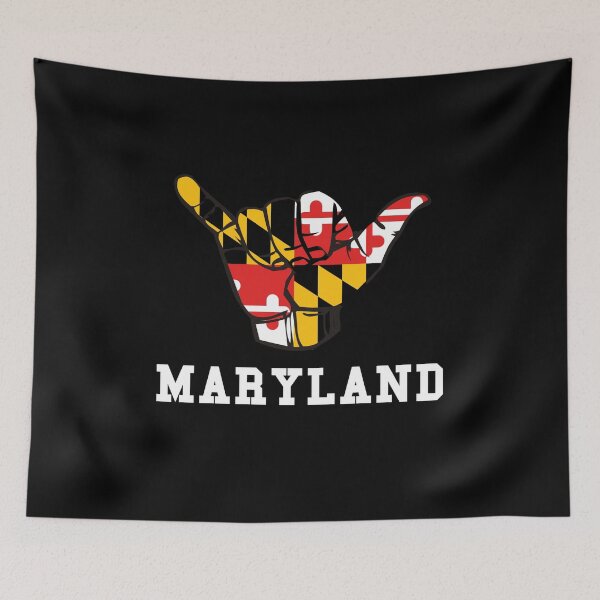 Item preview, Maryland Shaka Hang Ten State Flag Hand Baltimore Hon designed and sold by Spaceshipsells.