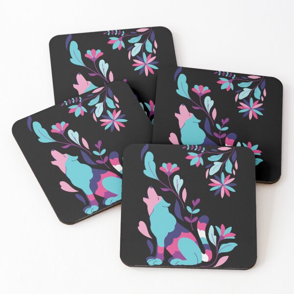 Item preview, Howling Wolf Floral Teal and Pink designed and sold by MiaDelelai.