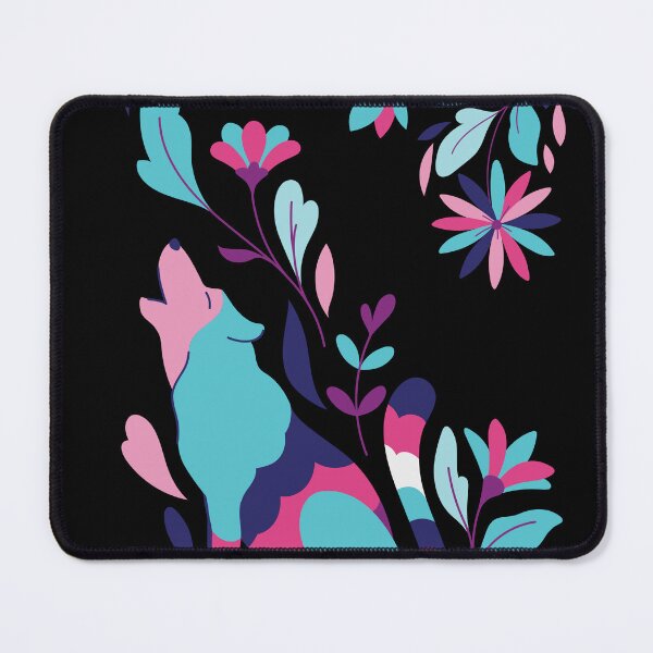 Item preview, Howling Wolf Floral Teal and Pink designed and sold by MiaDelelai.