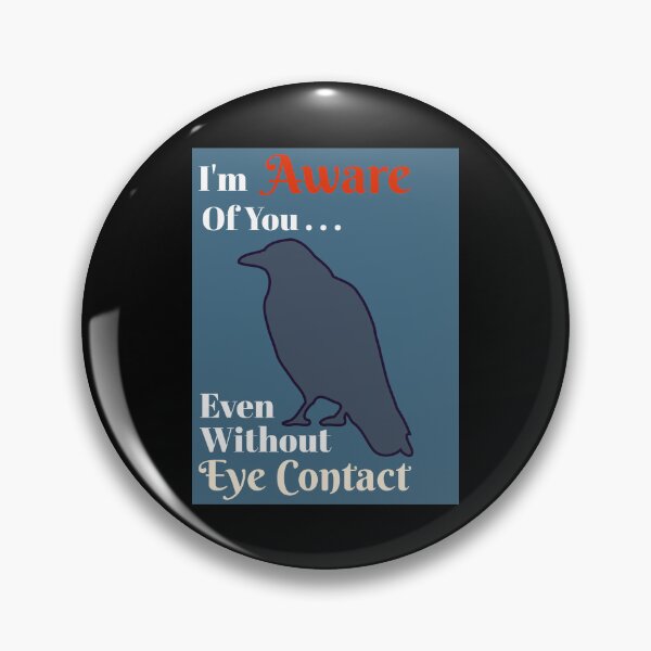 Item preview, Aware Without Eye Contact Message, Grey Raven on Blue designed and sold by GladBlackLamb.