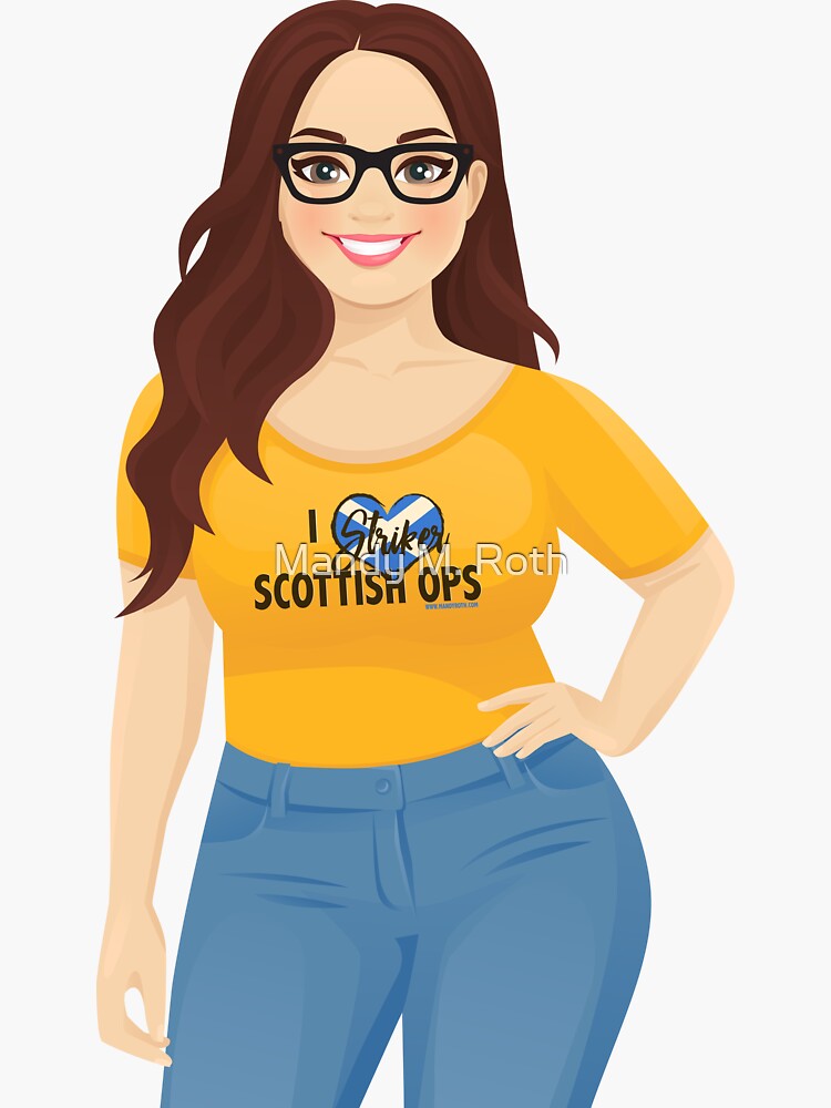 Thumbnail 3 of 3, Sticker, Woman in Ops shirt designed and sold by mandymroth.