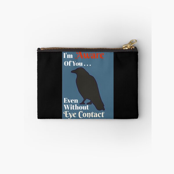 Item preview, Aware Without Eye Contact Message, Black Raven on Blue  designed and sold by GladBlackLamb.