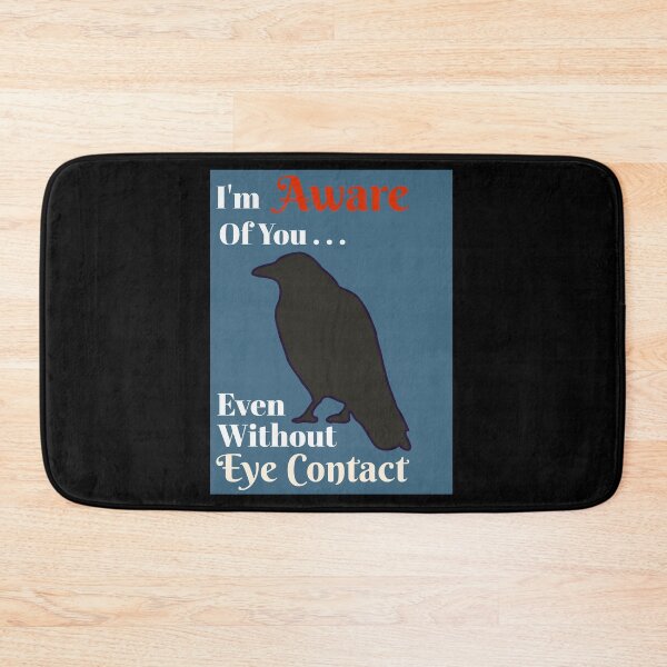 Item preview, Aware Without Eye Contact Message, Black Raven on Blue  designed and sold by GladBlackLamb.