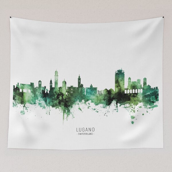 Item preview, Lugano Switzerland Skyline designed and sold by ArtPrints.