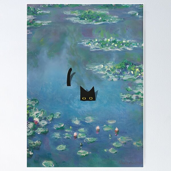 Item preview,  Claude Monet Water Lilies | Monet Waterlily Cat Prints designed and sold by Artone369.