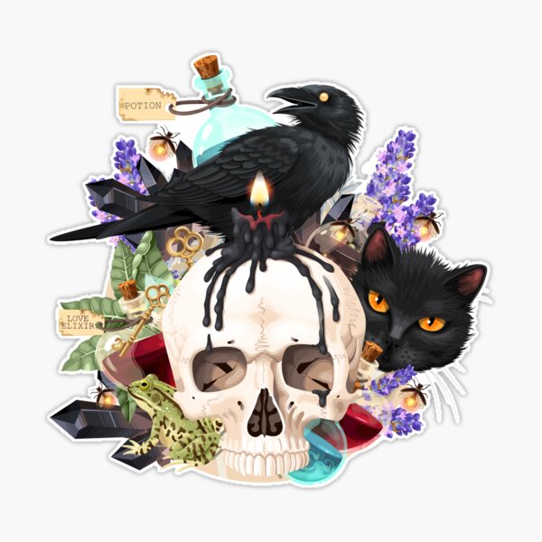 Raven Skull Sticker for Sale by WishingInkwell