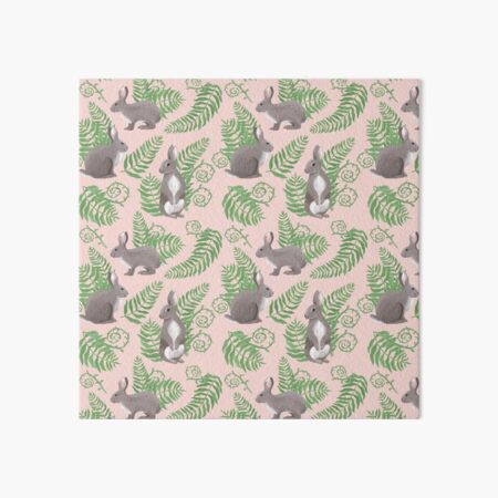 Rabbits and Ferns - Pink Art Board Print