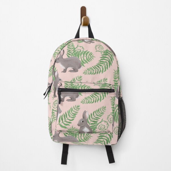 Rabbits and Ferns - Pink Backpack