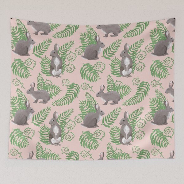 Item preview, Rabbits and Ferns - Pink designed and sold by Marlee Rae Creates.