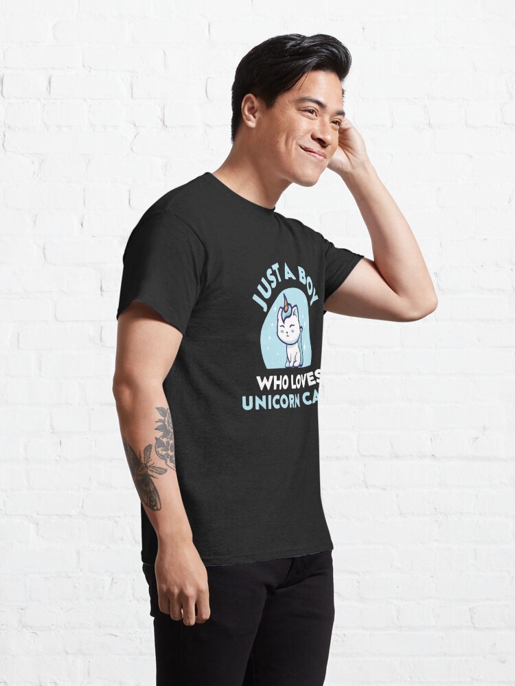 Alternate view of Just A Boy Who Loves Unicorn Cats Kawaii Classic T-Shirt