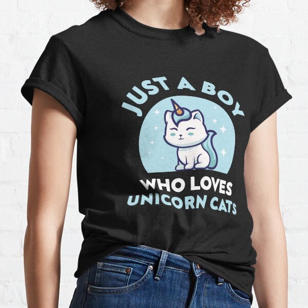 Just A Boy Who Loves Unicorn Cats Kawaii Classic T-Shirt