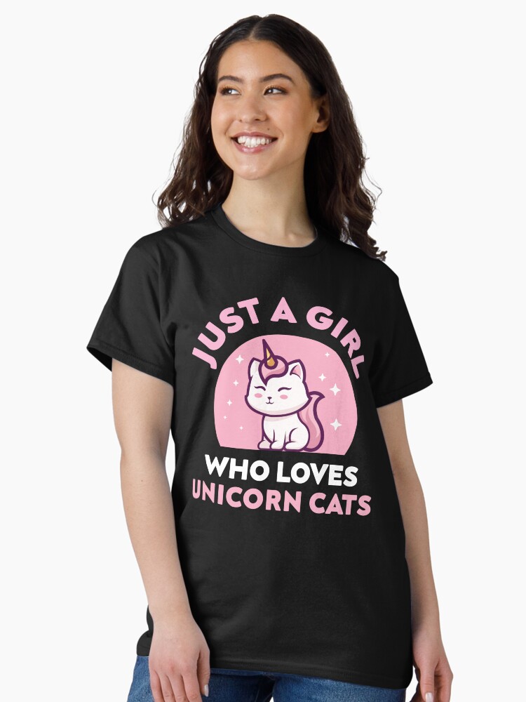 Thumbnail 2 of 7, Classic T-Shirt, Just A Girl Who Loves Unicorn Cats Kawaii designed and sold by brandoseven.