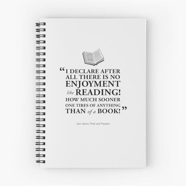 Item preview, No Joy Like Reading Quote from Pride and Prejudice by Jane Austen in Black designed and sold by GoodOldBooks.